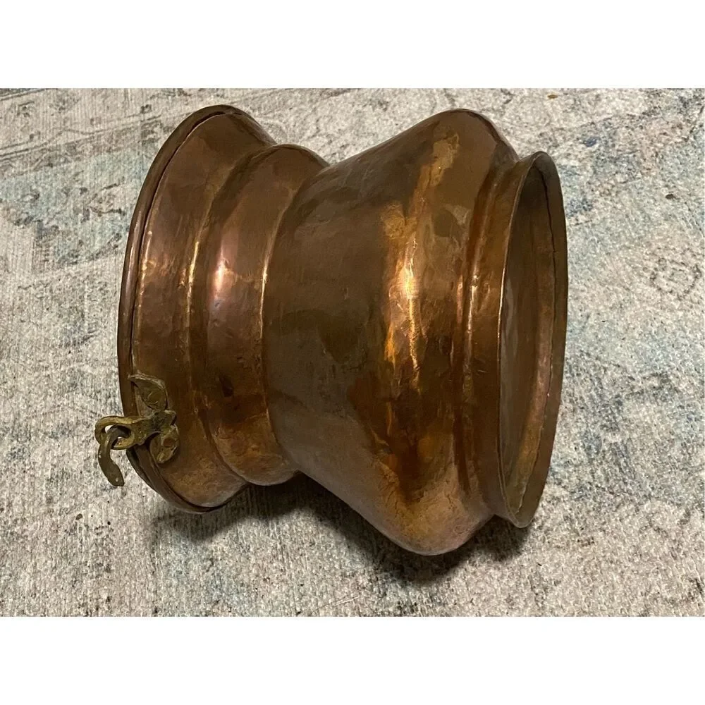Vintage Copper Planter with Handle  hand-hammered pot